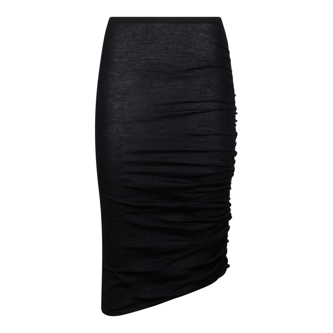블랙 RUCHED 미디 스커트
